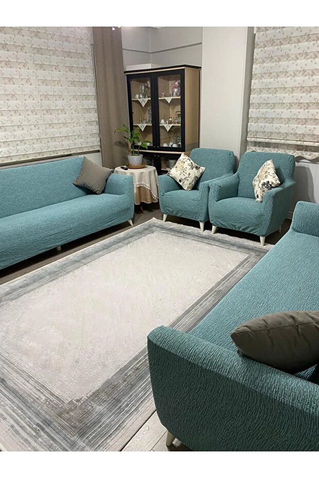 High Quality Sofa Cover Set |   3311 |   Jacquard Fabric Elastic Flexible Washable Sofa Bed Cover 4 Pieces | Sofa Cover