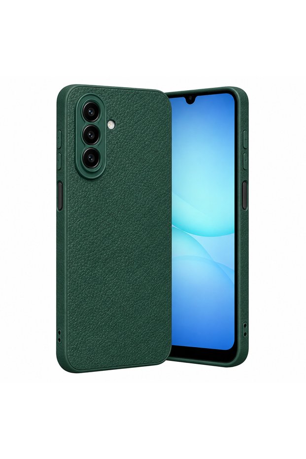 Compatible with Samsung Galaxy S26 Fe Case Leather Look Thermax Silicone Case Compact Design with Camera Protection Leather Look Cover for Galaxy S26 Fe Dark Green