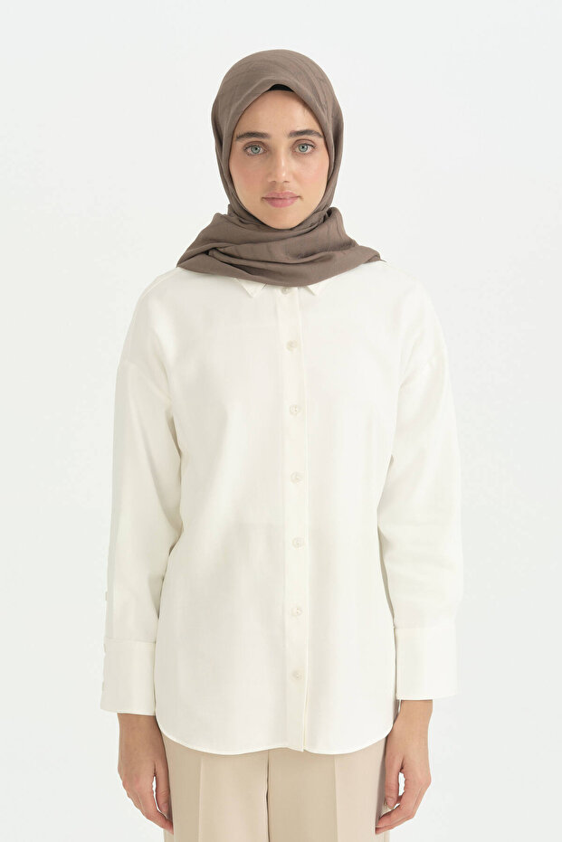 Cotton Naia Blend Natural Scarf - Mink