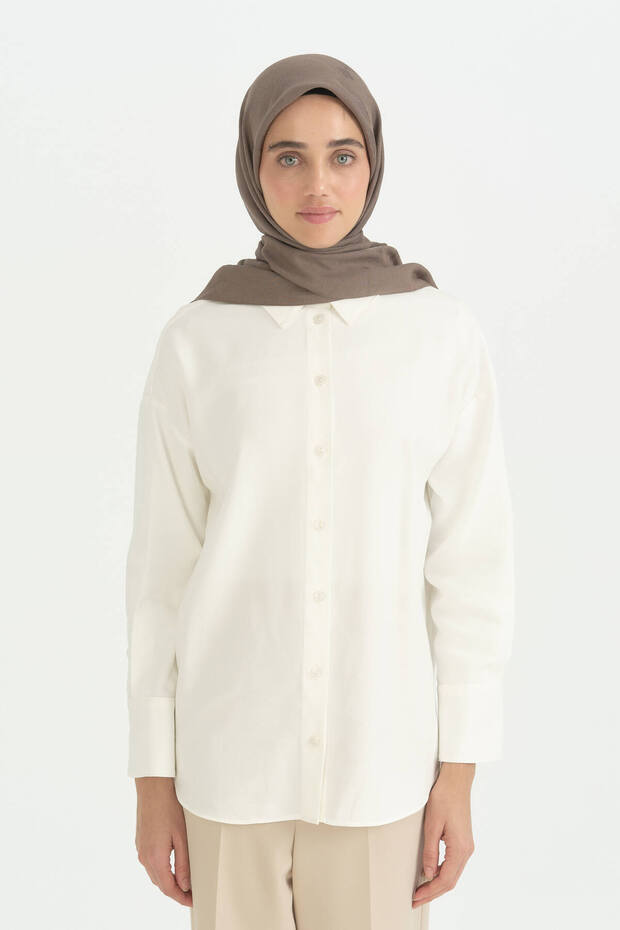 Cotton Naia Blend Natural Scarf - Mink