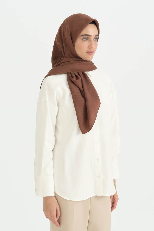 Cotton Naia Blend Natural Scarf - Brown