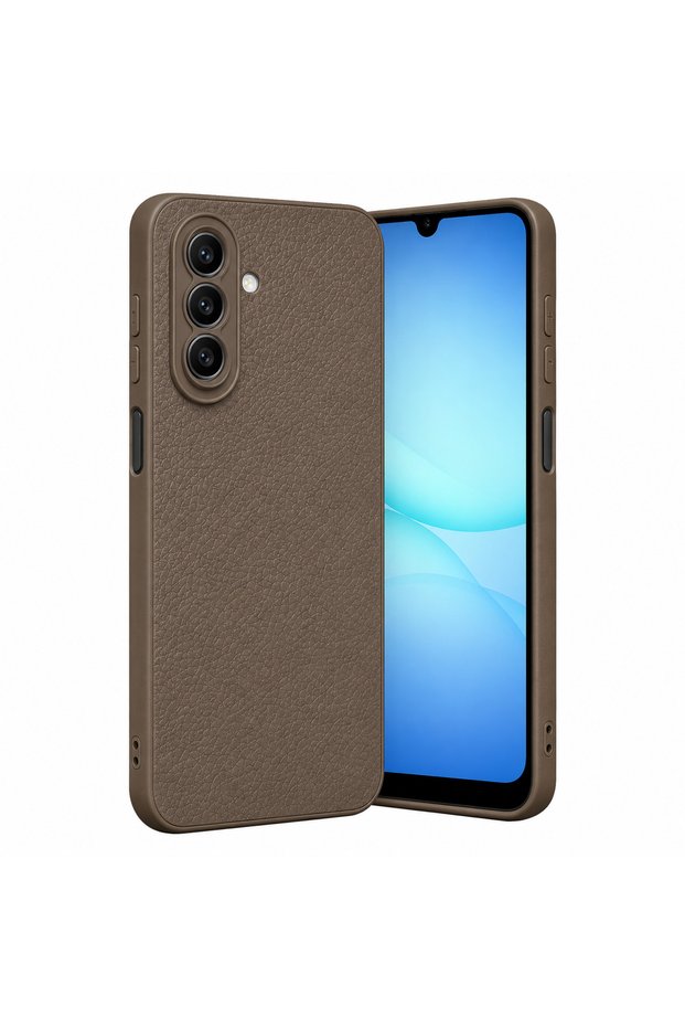 Compatible with Samsung Galaxy S26 Fe Case Leather Look Thermax Silicone Case Compact Design with Camera Protection Leather Look Cover for Galaxy S26 Fe Brown