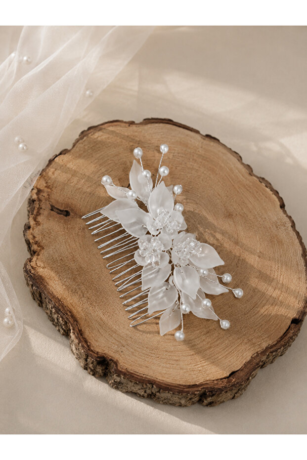 Bridal Crown with Pearls and Beads, Bridal Accessory, Bun Hairpin