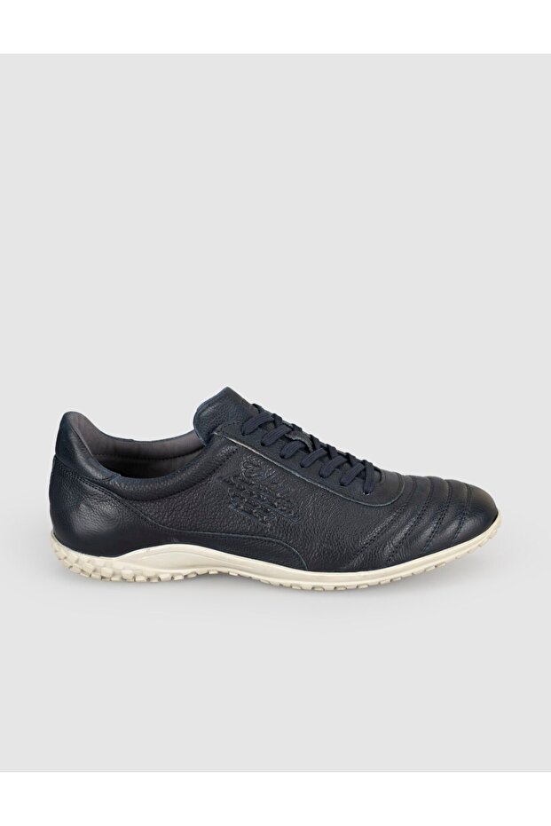 Men's Navy Blue Genuine Leather Padel Casual Shoes