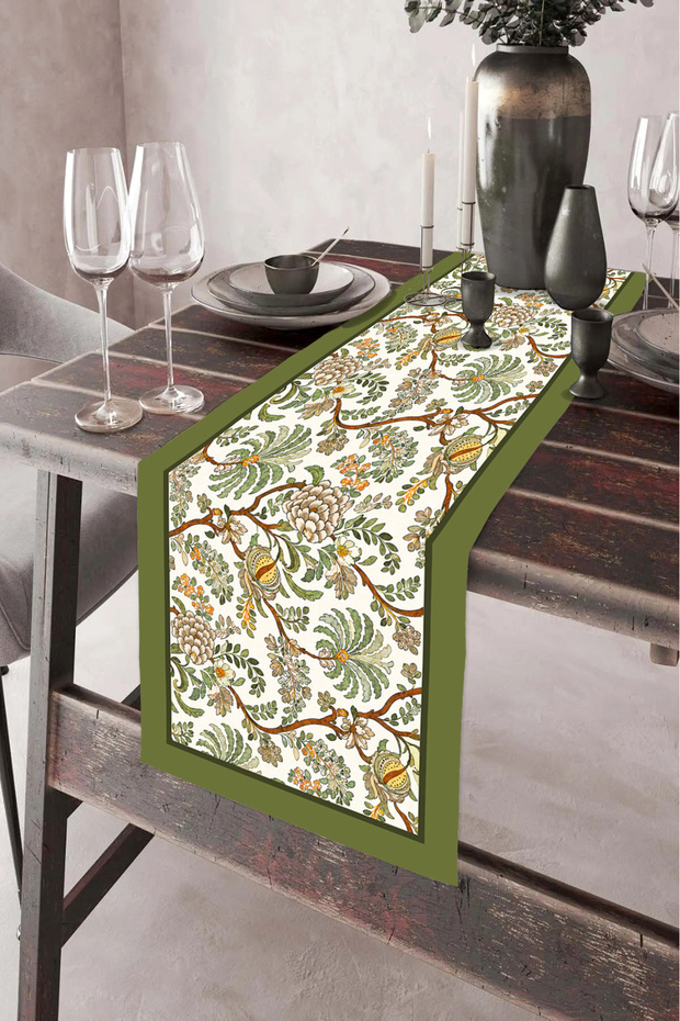 40X140Cm Woven Stain-Resistant Printed Thai Feather Fabric Tablecloth Decorative Runner Washable