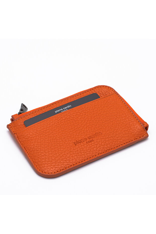 Orange Unisex Leather Card Holder 0846O5H