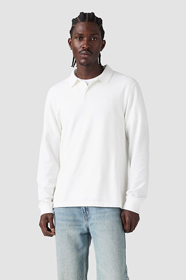 Ls Original Men's White Long Sleeve Polo Collar T-Shirt 00Aut-0000