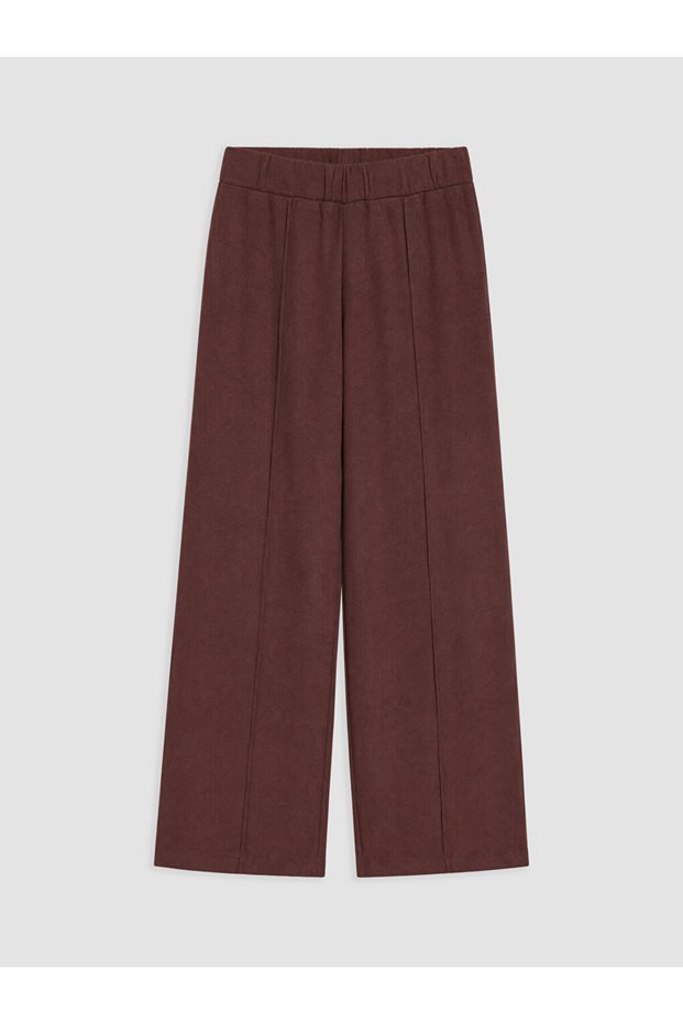 Burgundy Wide Leg Girls' Sweatpants with Elastic Waist