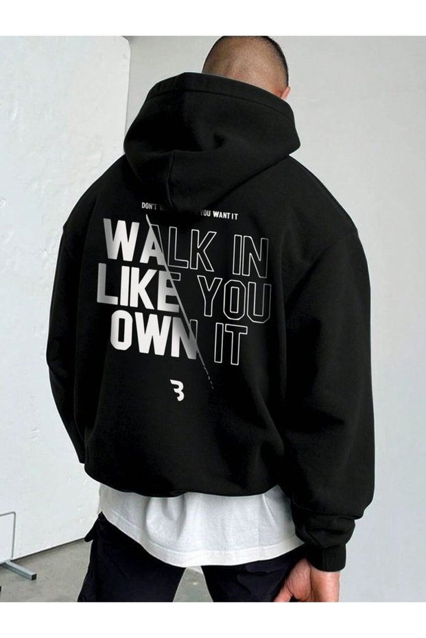 Unisex Men/Women Star Colorful Stone Printed Cotton Oversized Hooded Sweatshirt