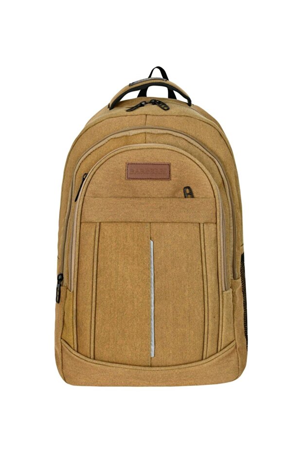 Beige Canvas Daily Use 17 Inc Laptop Padded Backpack Cod 7300