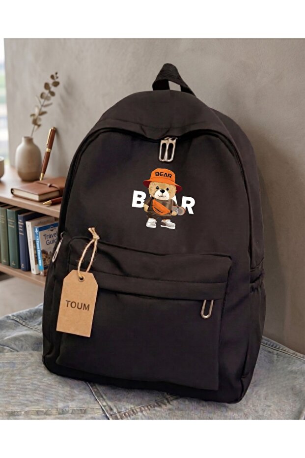 Text Animal Design Backpack School Bag