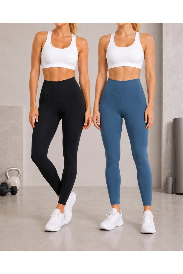 Women's 2-Pack Tummy Control High-Waist Sports Leggings – Fitness, Pilates, and Everyday Stretch Leggings