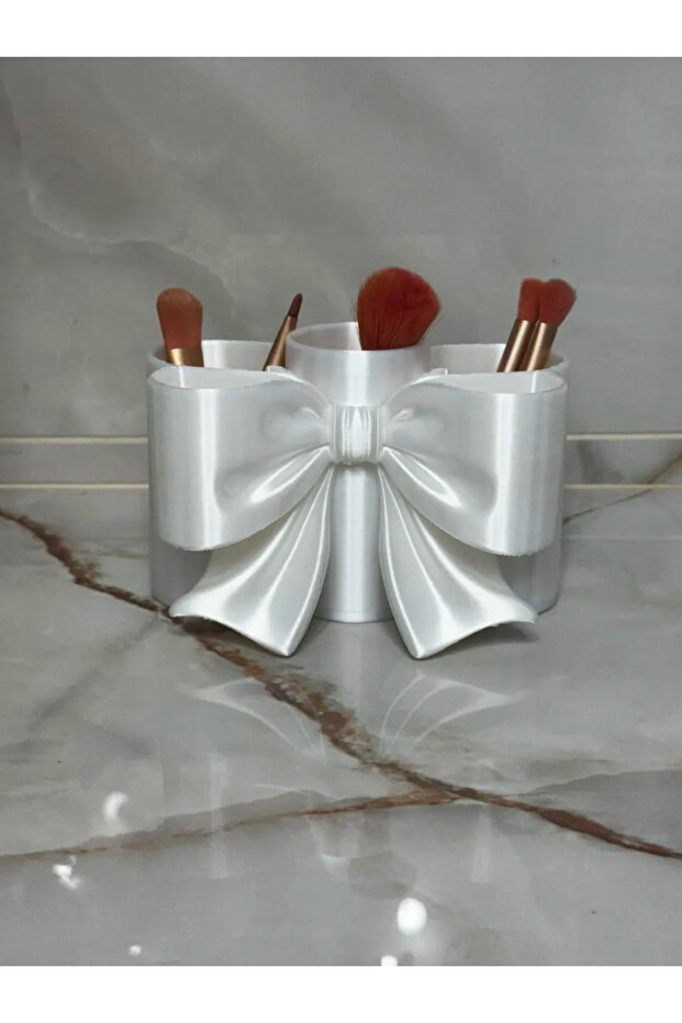 Makeup Brush Organizer Brush Holder Desktop Cosmetic Organizer with Bow Detail