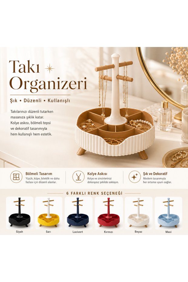 Jewelry Organizer Jewelry Stand with Necklace Hanger Compartments Ring Earring Bracelet Organizer