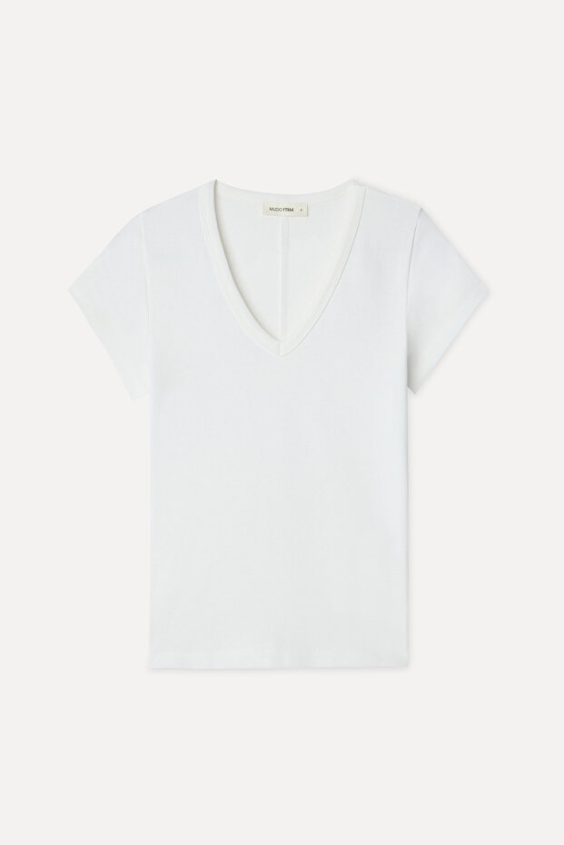 Women's Off-White Fitted V-Neck T-Shirt