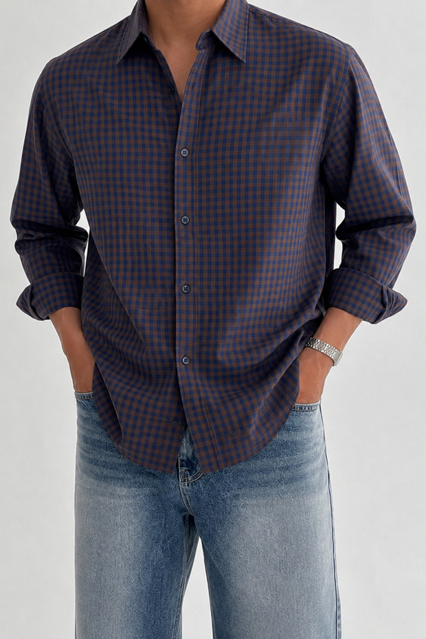 Men's Plaid Patterned Oxford Regular Fit Long Sleeve Shirt