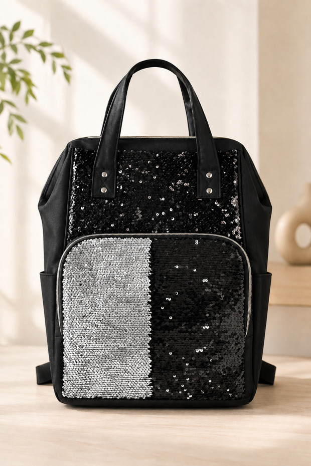 Sequin Detailed Stroller Backpack with Hanging Device for Mother and Baby Care 390