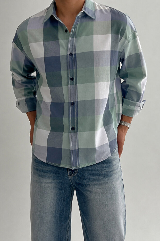 Men's Plaid Patterned Oxford Regular Fit Long Sleeve Shirt