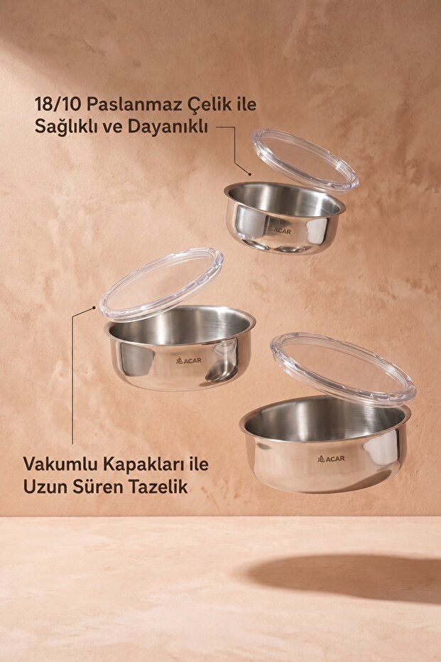 Karat 3-Piece Stainless Steel Storage Container Set