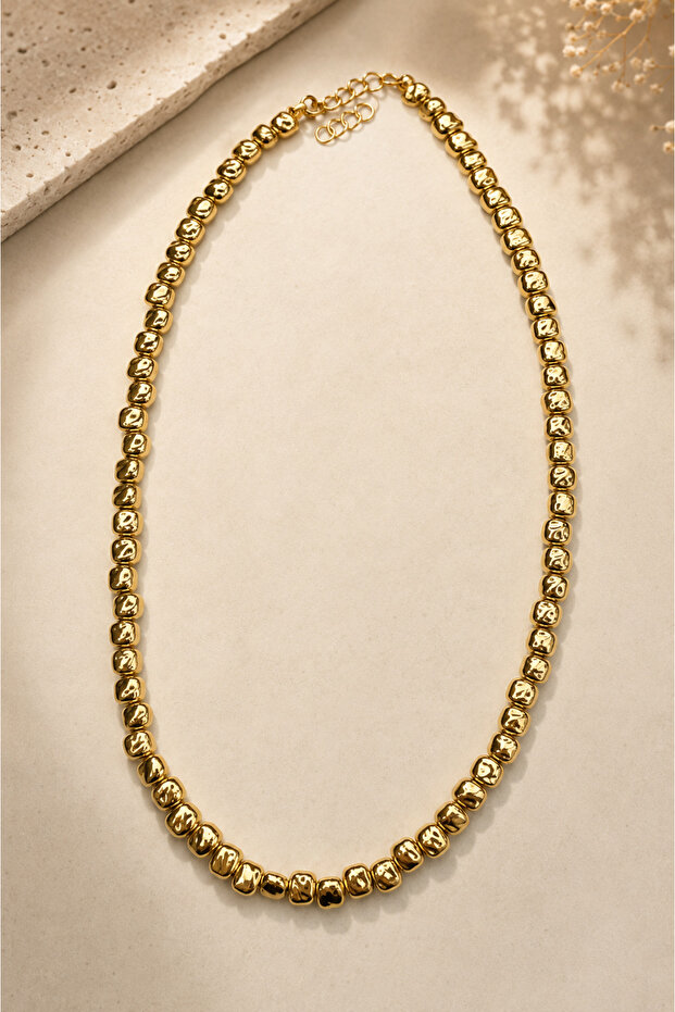 Nuvia Ezme Beaded Women's Gold Necklace