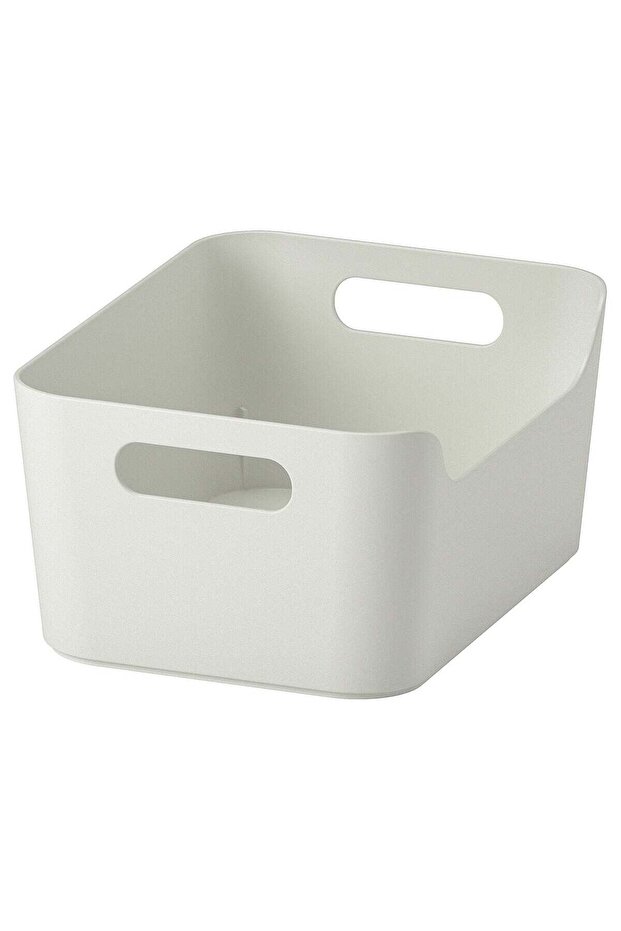 Plastic Drawer Organiser Box with Handles, White, 24×17×10 cm