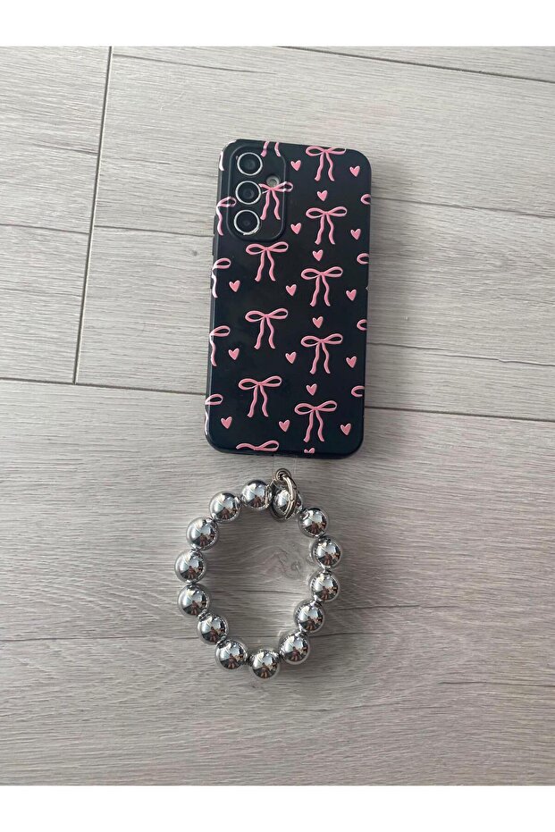 Silver Beaded Phone Charm