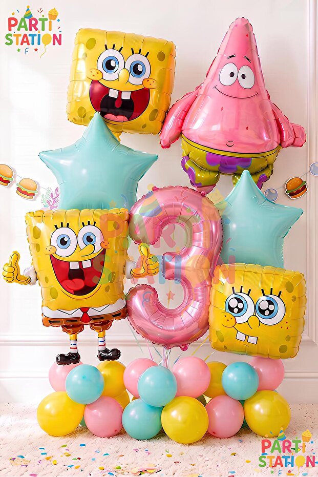 Spongebob Balloons & Patrick Concept Balloon Set for Ages 3 - 20 Pieces Spongebob Themed Balloon Set