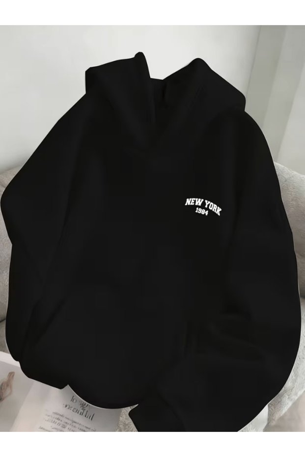 New York Printed Premium Oversize 3 Thread Soft Hooded Sweatshirt Hoodie