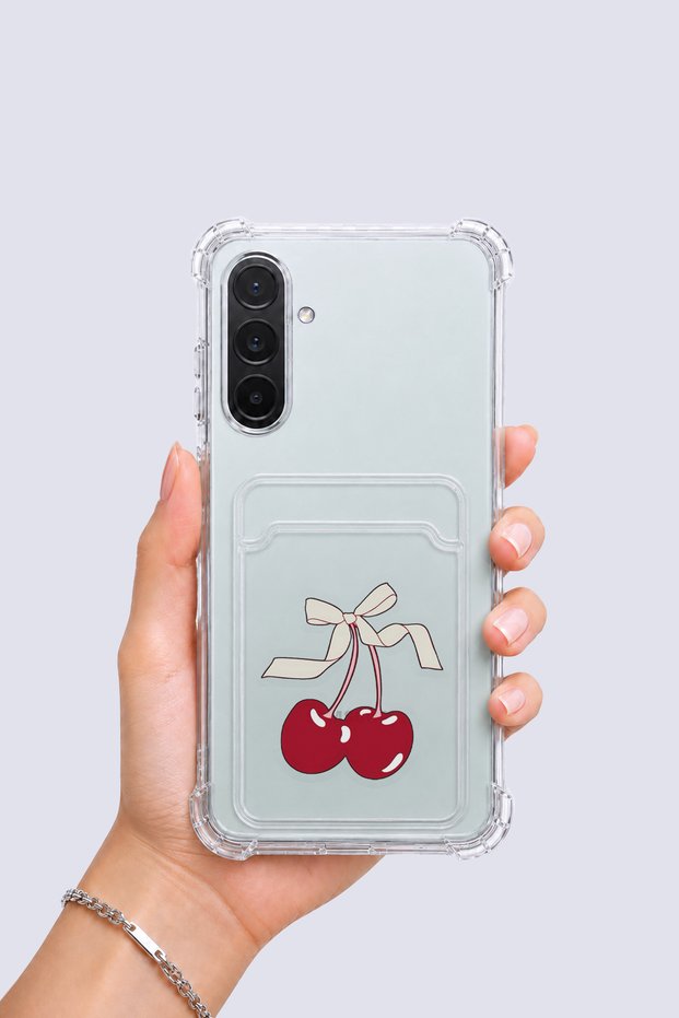 Samsung Galaxy A36 Case with Card Holder and Cherry Pattern - Eterna2589-1424