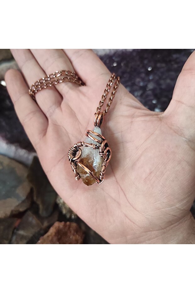 Citrine Crystal Handmade Authentic Necklace - Natural Stone Necklace - Single Product