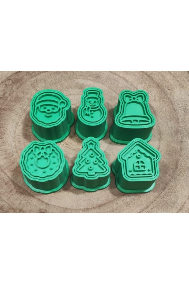 6-Piece Christmas Themed Cookie and Sugar Paste Mold Set with Ejector