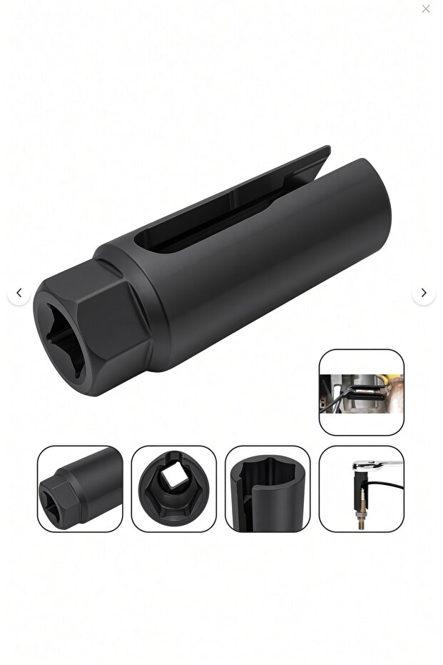 22mm Oxygen Sensor Wrench Lambda Sensor Removal Tool 1/2" Square End Slotted Socket 90mm (Black)