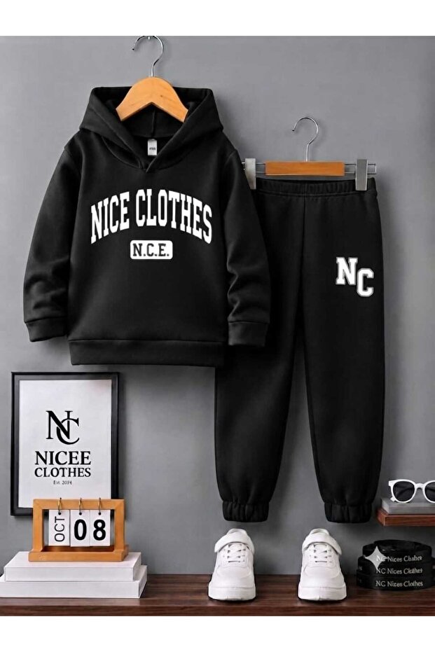 Nice Clothes Children's Tracksuit Set Unisex (White Nice Clothes N.C Printed Winter)