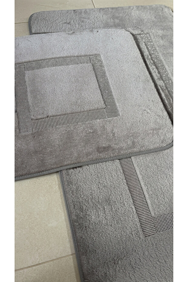 Milano Non-Slip, Soft, Absorbent 2-Piece Premium Stone Detailed Bath Mat Set