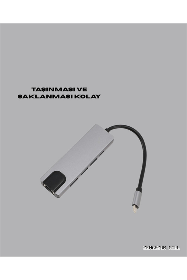 Zngzrmll Type‑C Converter – with 2×Usb3.0, Sd/Ms, 4K HDMI & Rj45 (211253) Professional Use
