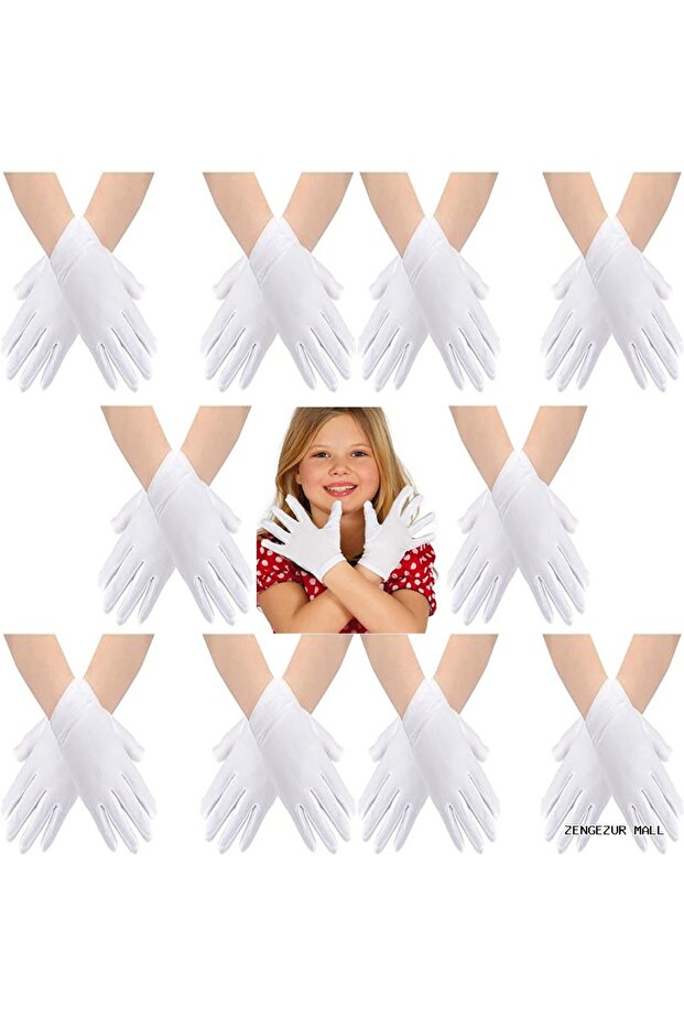 Zngzrmll White Color Lycra April 23 October 29 May 19 Show Marching Band Gloves 10 Pairs (20 (213637)