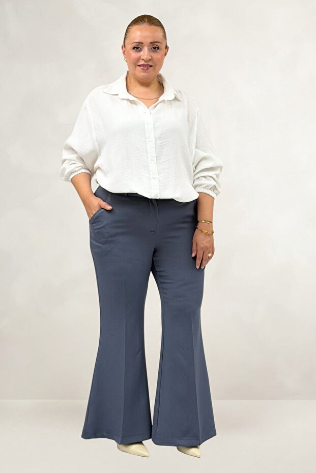 29031 Plus Size Spanish Flare Pants - Anthracite
