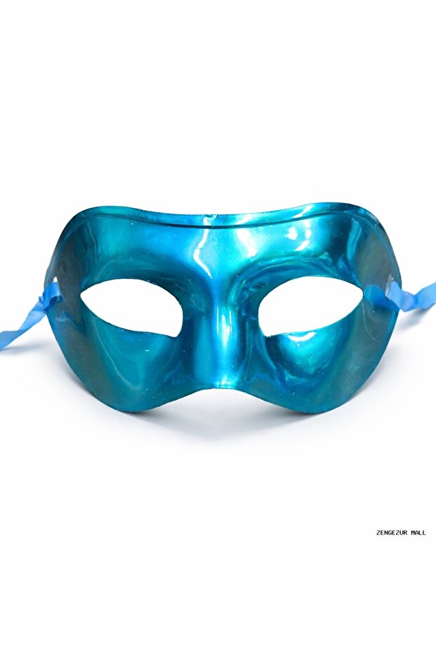 Zngzrmll Metalized Shiny Party Mask Turquoise Mi Color (214022) 16X7 cm