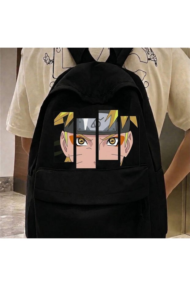 Black Anime Naruto Shippuden Eye Printed School, Class, Course, Sports Backpack