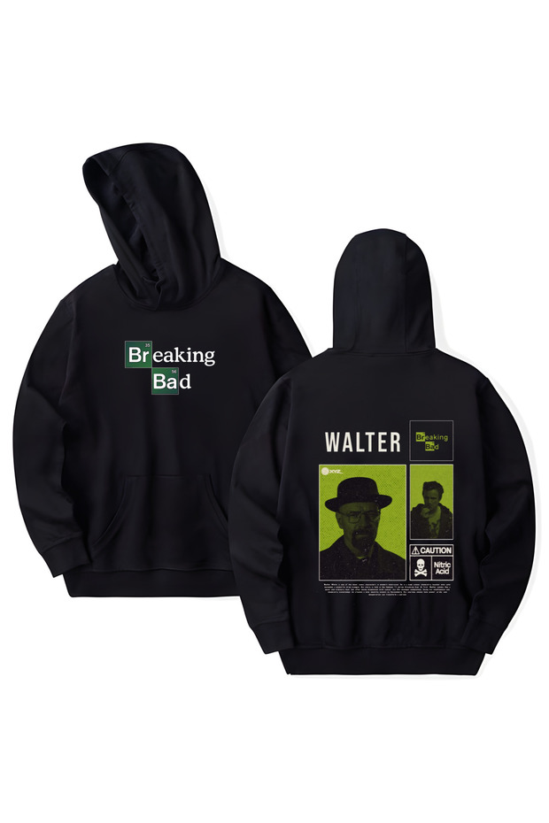 Breaking Bad Printed Cotton Long Sleeve Hooded Sweatshirt with 3 Thread Counts