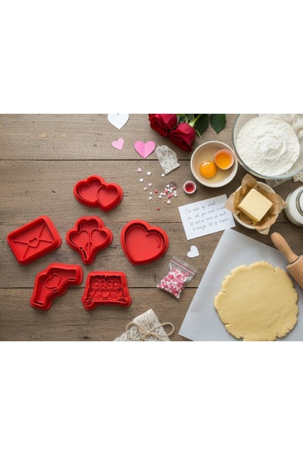 Valentine's Day Themed Special Design 6-Piece Cookie and Dough Mold Set