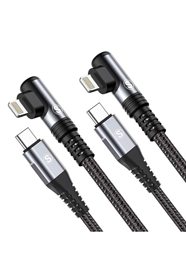 كابل USB-C إلى Lightning [عبوة من قطعتين، 3 أمتار] كابل شحن سريع للآيفون بزاوية 90 درجة، متوافق مع تقنية Power Delivery (PD)