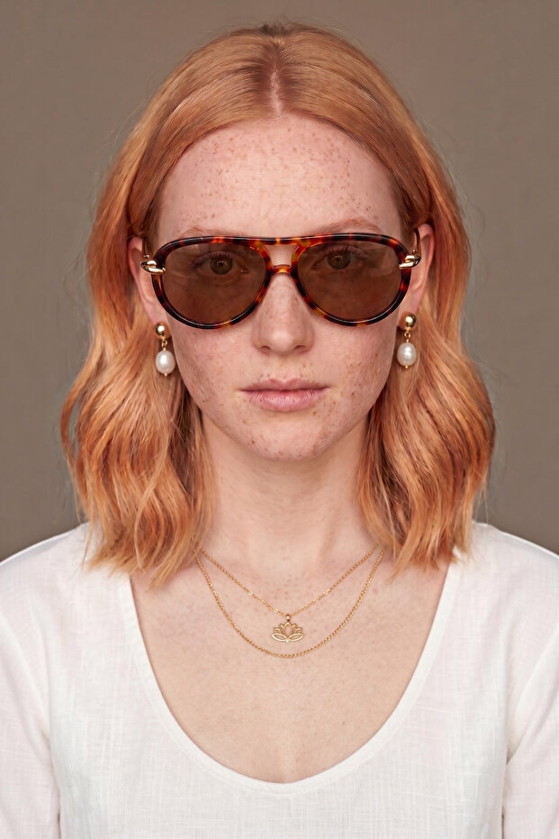 Vespa Leopard Patterned Oval Women's Sunglasses | 55 Ekartman Uv400 Protected