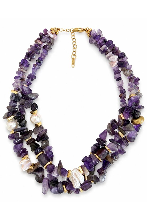 Natural Amethyst-Pearl 3-Pack Necklace