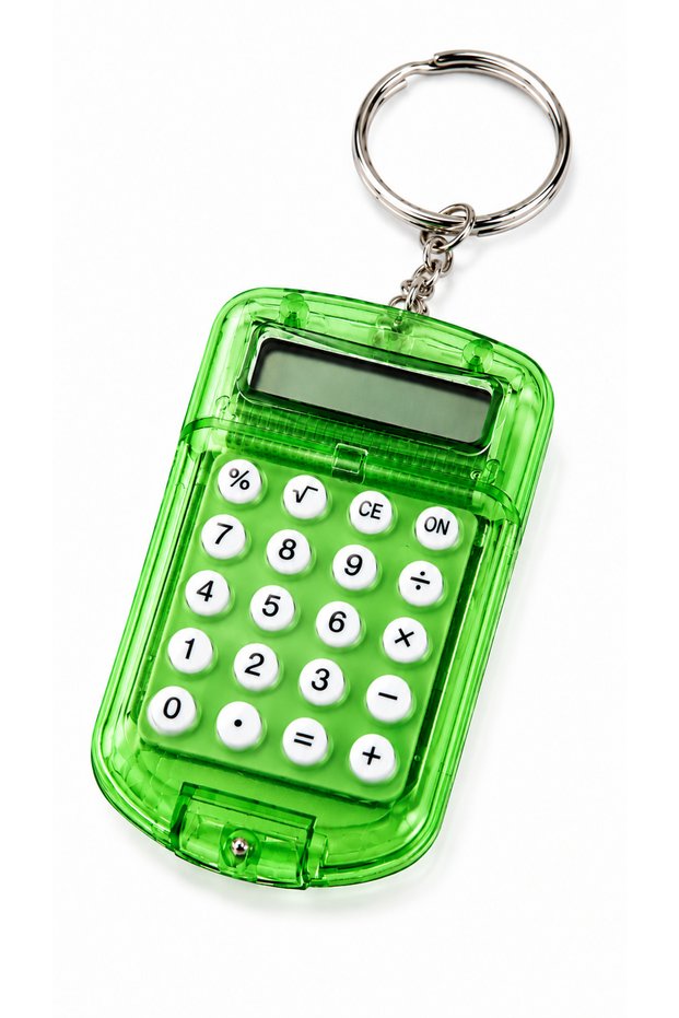 Working Mini Calculator Keychain Green