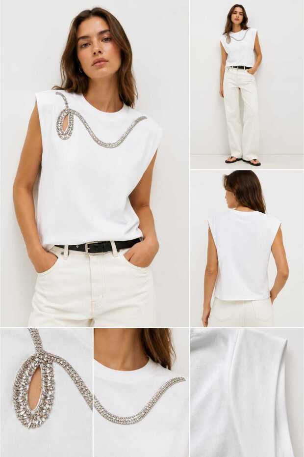 White Stone-Shaped T-Shirt