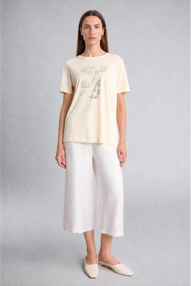 Straight Fit Wide Leg Capri F0988Ax26Sm