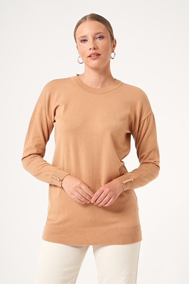 Women's Cufflink Detailed Sweater Biscuit 25186