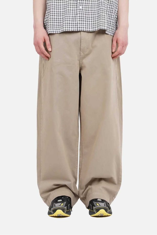 Be Hill Men's Beige Extra Loose Cut Streetwear Gabardine Trousers
