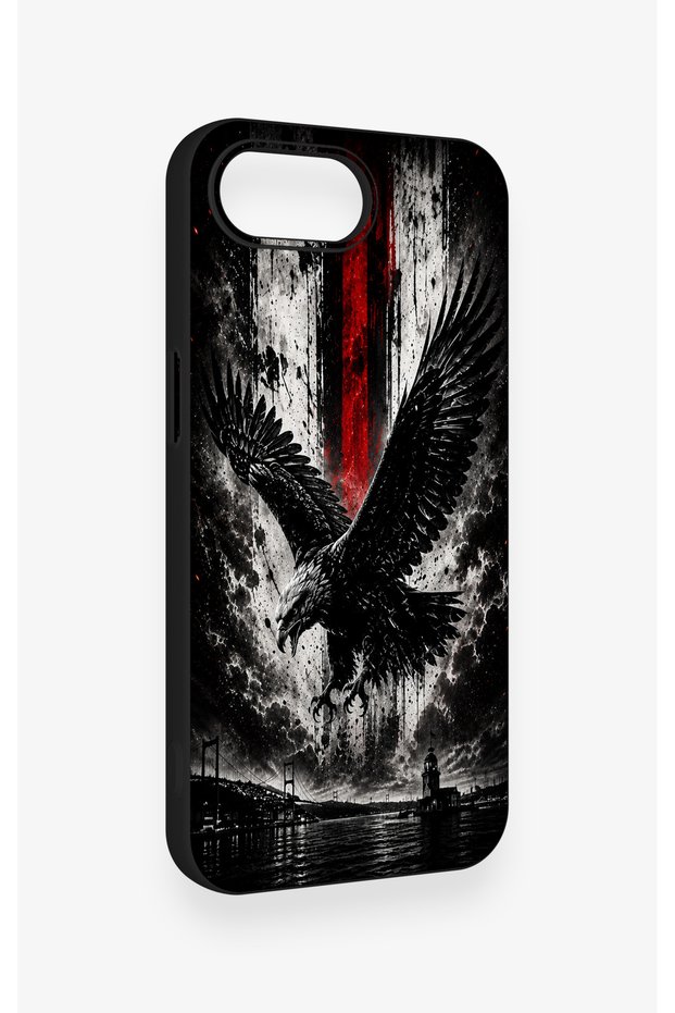 iPhone 16E Compatible Black Eagle Patterned Silicone Case